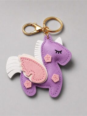 Purple & Pink Unicorn AirTag Holder Bag Charm Keychain NWT 🦄